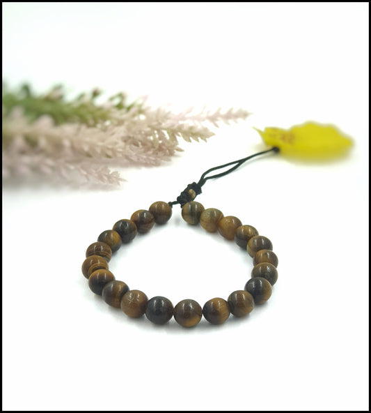 Adjustable Natural Tiger Eye Beads Bracelet