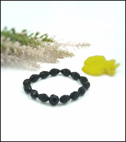 7-Inch Natural Black Onyx Stretchable Bracelet