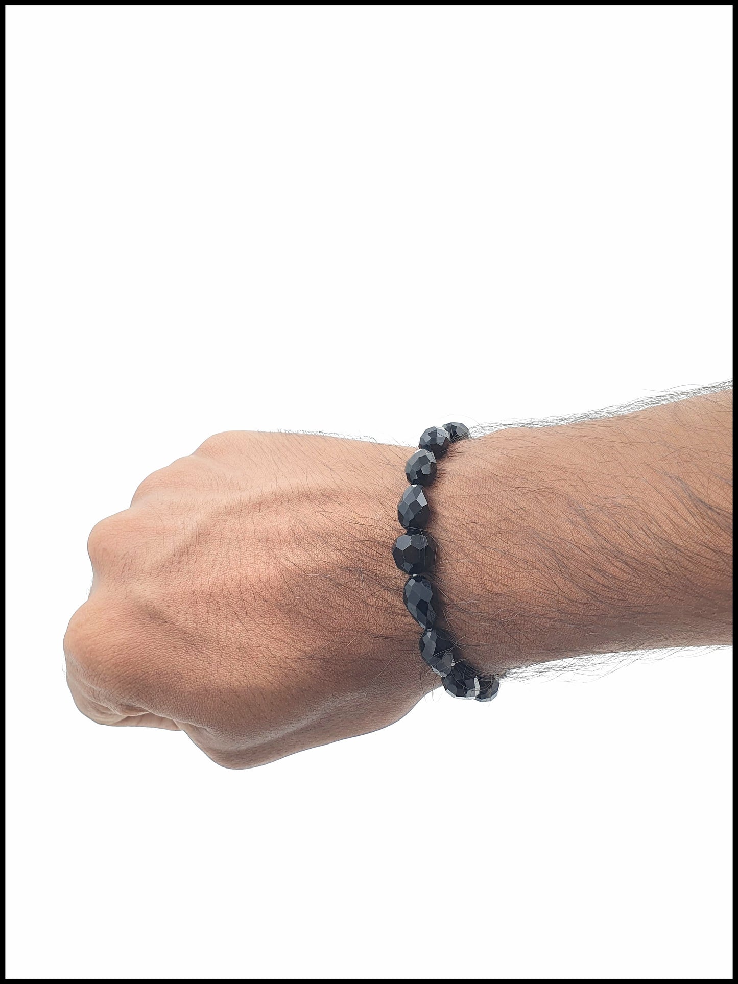 7-Inch Natural Black Onyx Stretchable Bracelet