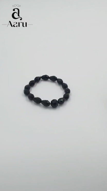 7-Inch Natural Black Onyx Stretchable Bracelet